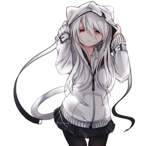 capot d'anime, cool anime chan, l'anime fille est cool, oreilles de capot d'anime, hood cat girls anime