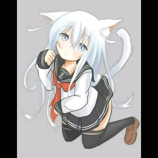 anime neko, hibiki nekon, hibiki kantai, hibiki diversi stati d'animo