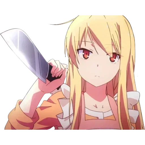 primrose e primrose, masahiro siba, xena masiro con il coltello, mashiro shiina knife, anime kitty primrose