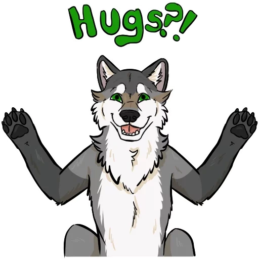 fuli, people, fries wolf, wolf cartoon, friwolf sticker