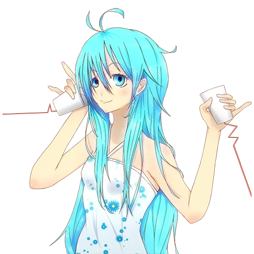 anime, anime cute, kuro tetsuya, anime mädchen mit blauen haaren, anime mädchen mit langen blauen haaren