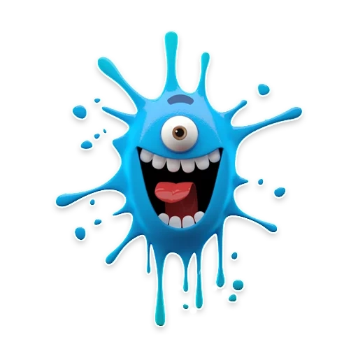 monster mlya, funny blots, rudus with eyes, a terrible blot, smiling monster