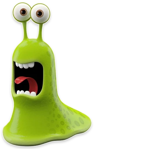 slug, le monstre vert, drôle de limace, le monstre vert, monstre souriant