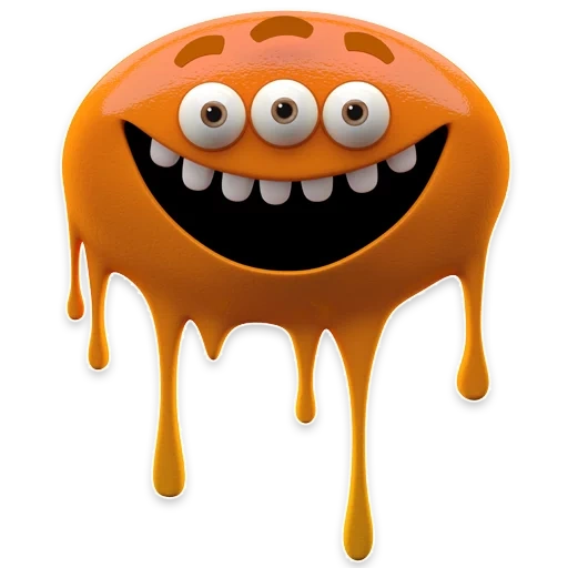 monsters, orange monster, monster with a white background, smiling monster, orange monster