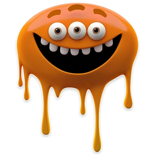 monstre, monster orange, monstre sur fond blanc, monstre souriant, orange monster