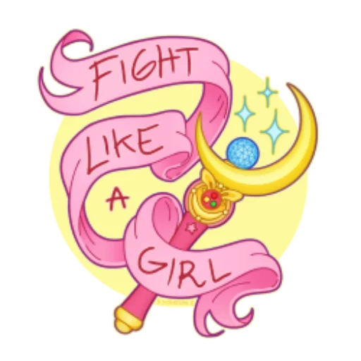 salemon, sailor moon, sailor moon bertato, fight like a girl, stiker melomen