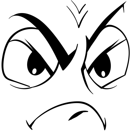 faccia da cartone animato, emoticon cartoon, emozioni malvagie a, attacca gli occhi arrabbiati, faccia da cartone animato malvagia