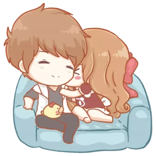anime, picture, anime couples, the pairs are cute, chibi in a couple