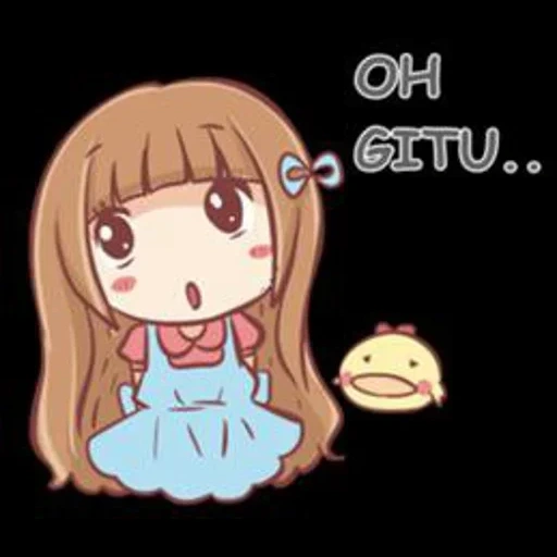 chibi, anime, gambar, garis boneka mewah, menunggu anime emoji