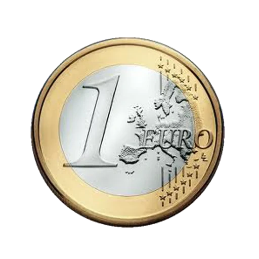 euro, koin, 1 euro, koin euro, koin euro dengan latar belakang putih