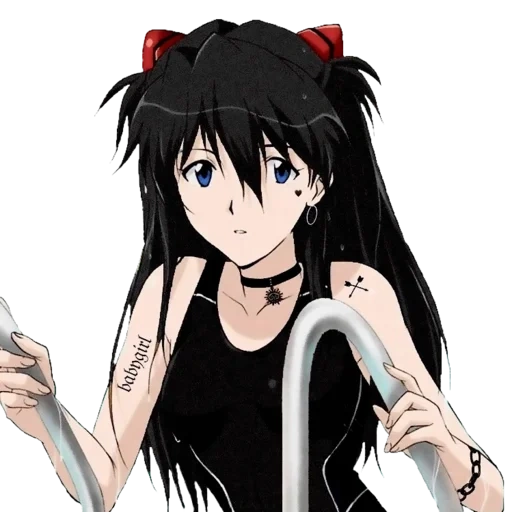 asuka goth, anime girl, anime girl, cartoon character, cartoon girl