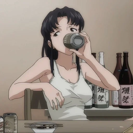 anime, misato katsuragi, evangelion misato beer, alice selezneva stavropol, misato evangelion trinkt bier