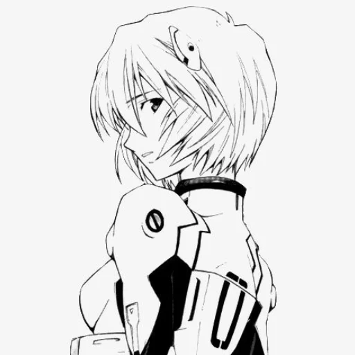 rey ayanami, ayanami rey manga, evangelion manga, evangelion mang rey, rei evangelion black white