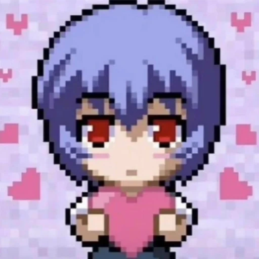 pixel art, anime pixel, pixel ayanami rei, reyanami pixel art, anime pixel art 32x32