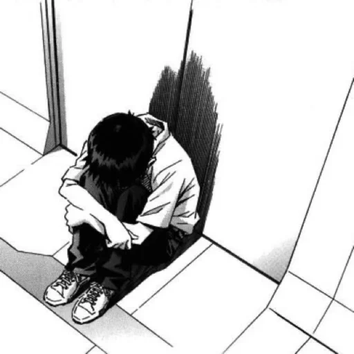 abb, anime cb, traurige anime, shinji weint auf einem stuhl, shinsman-depression