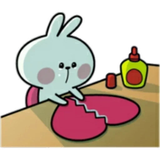 conejo, esbelto, un juguete, dibujos de kawaii, pegatinas de conejo