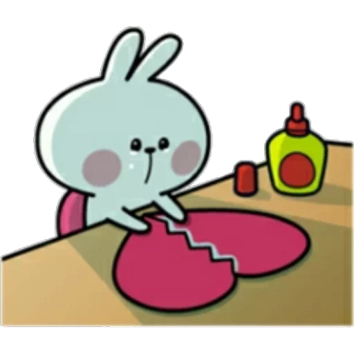 lapin, mince, un jouet, dessins kawaii, autocollants de lapin