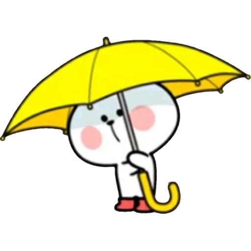 der regenschirm, unter dem schirm, der gelbe regenschirm, das muster des regenschirms, cartoon im regen