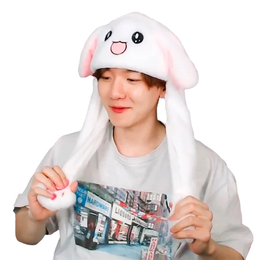 baekhyun exo, the hat with hare ears, the hat with moving ears, the hat with rising ears