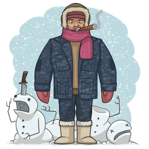 invierno, equipo, ilustración, arte de café hipster