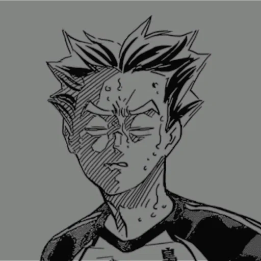 personajes de anime, bokuto con un lápiz, manga de anime de voleibol, manga voleibol bokuto, dibujos de anime de voleibol