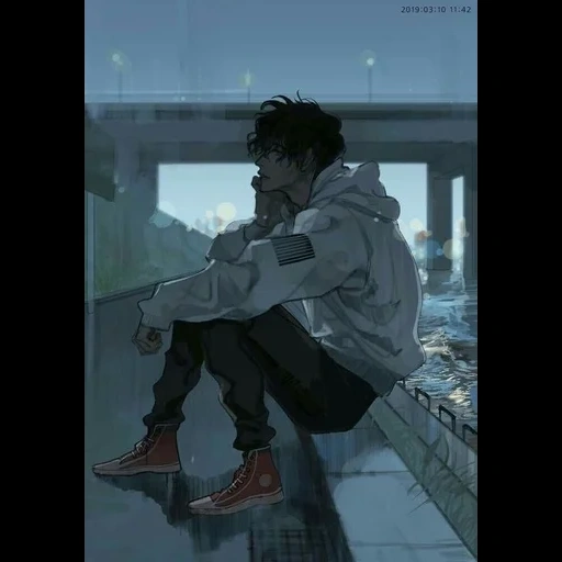 anime kesepian, anime guys sad, anime adalah seorang pria yang sendirian, anak laki laki anime sedih, kesepian anime adalah seorang pria