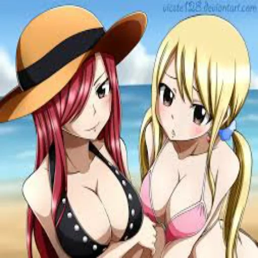 fairy tail, lucy and erza, lucy's tail fairy, lucy heterogeneous thiel, the tail of fairy lucy elsa
