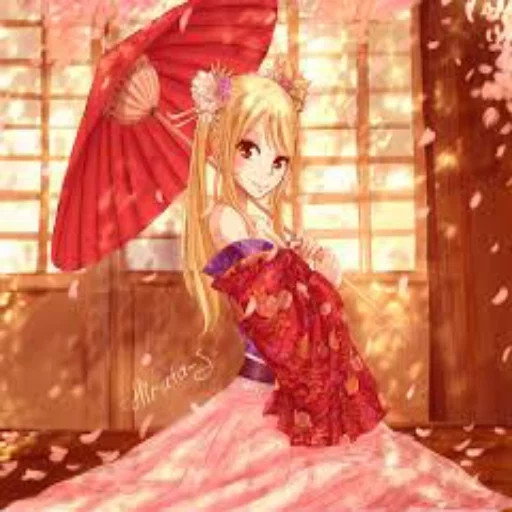 natsu lucy, lucy hartfilia, lucy fairy tail, lucy hartfilia kimono, cathédrale lucy kimono