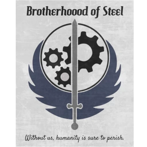 la insignia de acero de la hermandad, la hermandad se convirtió en consecuencias, la hermandad se convirtió en fallout 4, fallout brotherhouse steel, signo de la hermandad de acero de follaut