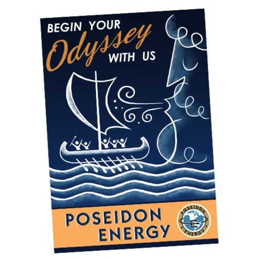 un paquet, affiches, mer de leitrin, poseidon energy company, publicité poséidon energy