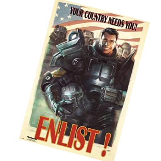 fallout poster, affiche de rayonnement, affiche de radiation 4, 1 sortie pour le collage d'affiches, rayonnement 4 paladin art de la danse