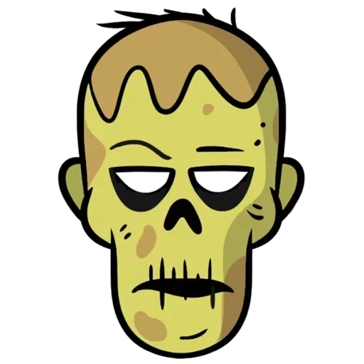 zombie, masque de zombie, tête de zombie, motif zombie, tête de zombie de dessin animé