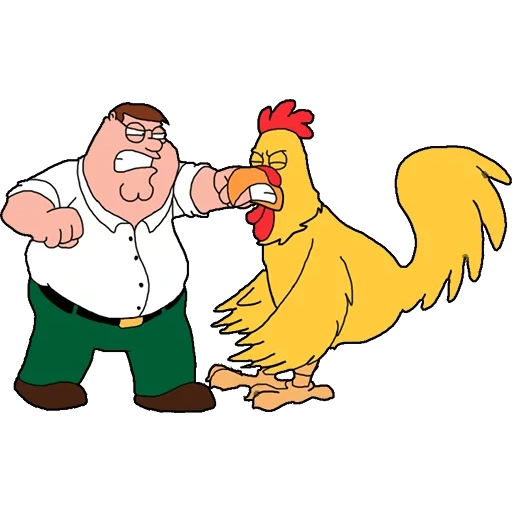 peter griffin, ayam gryffins ernie, peter griffin chicken, gryffins peter against rooster, peter gryffin melawan ayam ernie