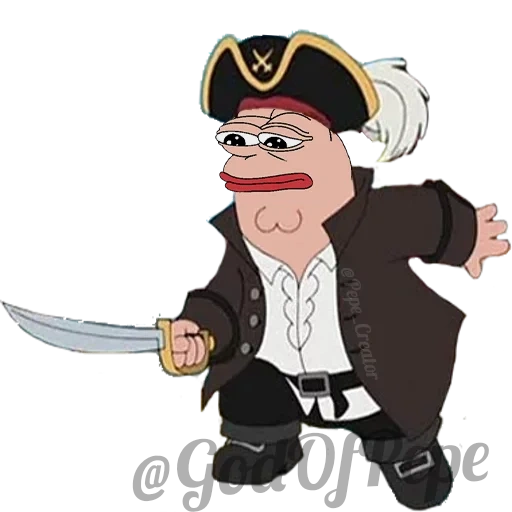 питер гриффин пират, стикеры телеграм, пират пег, пират, мультяшный пират