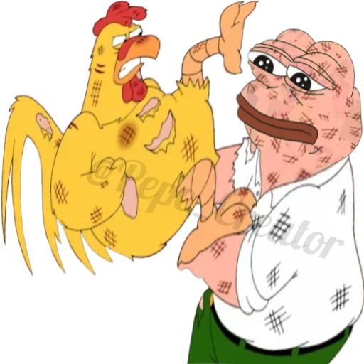 peter gryffin and rooster, peter gryffin vsoekha ernie, gryffins rooster ernie, gryffin peter vsoja, peter griffin against rooster
