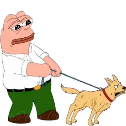 peter gryffin stiker, cachorro arrasta uma pessoa desenho animado