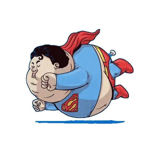 manusia super, superman gemuk, superman dengan perut besar, pahlawan super gemuk, lukisan cina berminyak