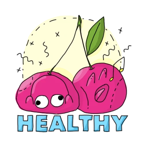 cerises, fruit, clipart, deux cerises, fruits kawaii