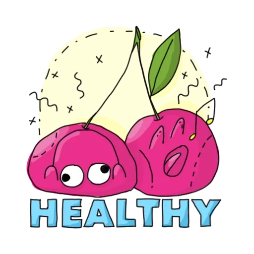 ciliegie, frutta, due ciliegie, frutti kawaii, disegni frutti amici