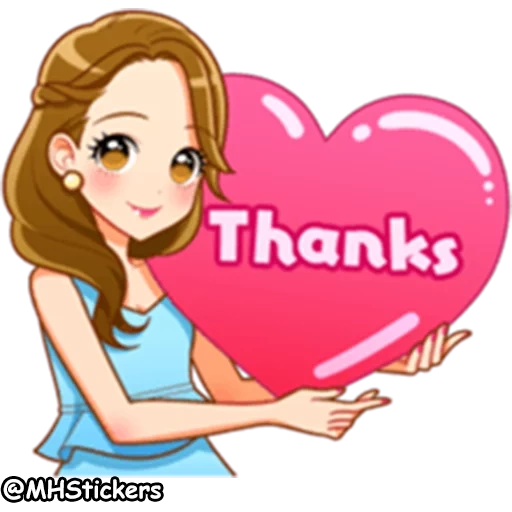 clipart, young woman, thanks to kawai