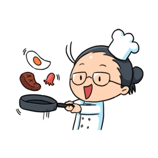 cuisinier, les objets de la table, cook modèle des enfants, illustrations vectorielles, vecteur de cuisinier chinois