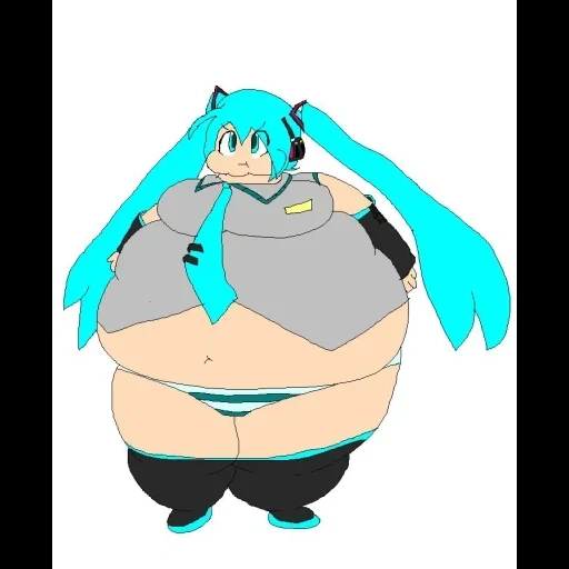 mick fat, animação gorda, fatt hajin miku, menina de anime gorda, hatsune miku inflation