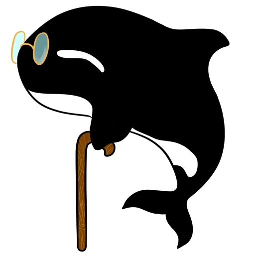 escuridão, baleia, um gatinho para um, cartoon do casaco, vector de golfinho casatka