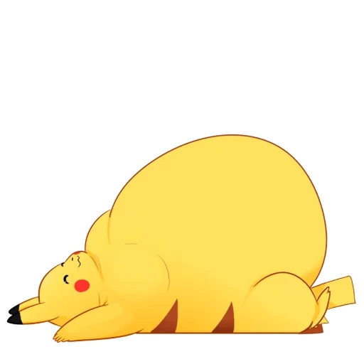 pikachu, die pikachu-ente, pikachu schläft, fat pikachu, fat pikachu