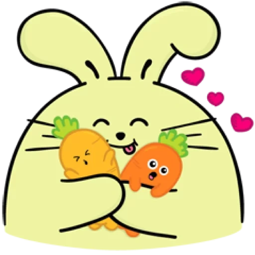 conejo, conejo gordo, conejo mimado, emoticono de conejo naranja, pegatinas de conejo bien alimentadas