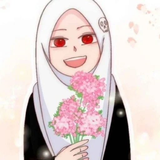anime, kartun, musulmán, mujer joven, anime musulmán