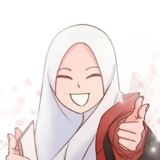 asiático, anime muslim, hijab cartoon, madloki arisan, animação de cabeça de flor de cerejeira