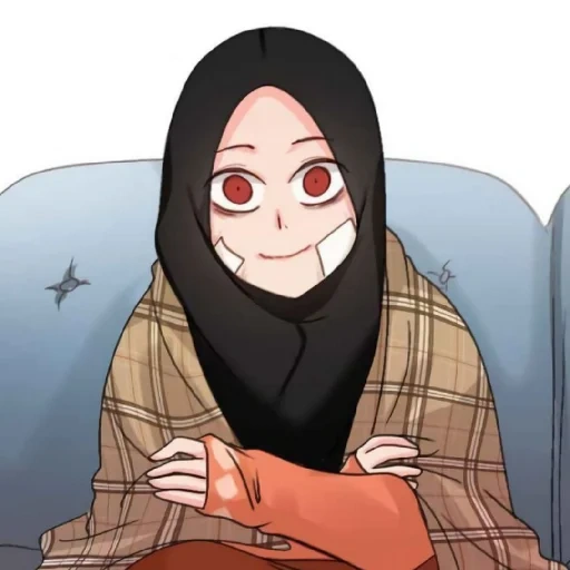 аниме, рисунок, мусульманин, мама хиджабе, девушка мусульманка