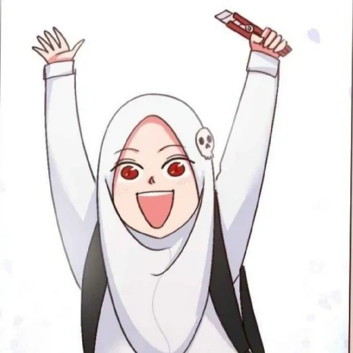 anime, mujer joven, chica de arte, dibujos animados de hijab, anime de dibujos animados