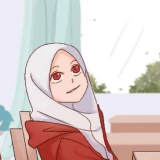 anime, young woman, anime art, anime muslim, madloki arisan